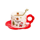 GobekUsa Christmas Ceramic Santa Tea Set with Spoon, Festive Coffee Cup & Saucer