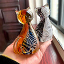 GobekUsa Hand Blown Glass Cat Figurine, Modern Art Crystal Sculpture, Cute Ornament