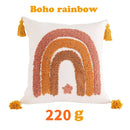 GobekUsa Boho Yellow Rainbow Star Moon Tassel Cushion Cover 45x45cm