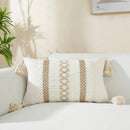 GobekUsa Linen Stripe Diamond Woven Cushion Cover 45x45cm with Tassels