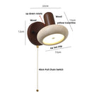 GobekUsa LED Wall Light Fixture Up Down Rotate Pull Chain Switch Yellow Travertine Wood