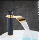 GobekUsa Gold and White Waterfall Bathroom Basin Faucet Mixer Tap Hot Cold Sink