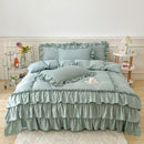 GobekUsa Lace Ruffle Princess Bedding Set with Bed Skirt & Pillowcases