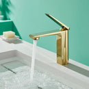 GobekUsa Gold Gray Bathroom Faucet Single Handle Mixer Sink Tap Deck Mounted