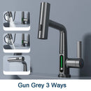 GobekUsa Digital Display Basin Faucet with 3-Way Nozzle: Pull Out, Rainfall Stream, Hot Cold Mixer