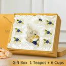 GobekUsa Daisy Enamel Crystal Glass Teapot Set for Hot and Cold Drinks
