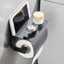 GobekUsa Black Toilet Paper Holder with Silver Phone Storage Shelf