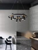 GobekUsa Black Metal Circle LED Pendant Light for Living room, Dining, Kitchen, Bar Decor