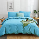 GobekUsa Cotton 4pcs Bedding Set Double Queen Solid Color Duvet Cover Flat Bed Sheet