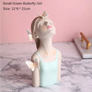 GobekUsa Decorative Butterfly Girl Sculptures Resin Flower Vase Ornaments
