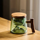 GobekUsa Glass Tea Cup Set with Wood Handle: High Quality & Heat Resistant Puer Cups