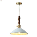GobekUsa Ceramic Knob Switch LED Pendant Lamp, Nordic Walnut Wood Hanging Light Fixtures for Living Room