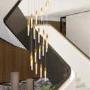 GobekUsa Crystal Staircase Chandelier: Modern Loft Hanging Lamps with Gold Finish