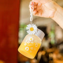GobekUsa Daisy Flower Glass Water Bottle Portable Tumbler 350ML