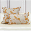 GobekUsa Gold Faux Silk Horses Jacquard Cushion Cover, Soft Chinese Style Throw Pillow Case