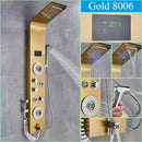 GobekUsa LED Blue Light Shower System with Temperature Display, Massage Column, Waterfall Rainfall