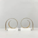 GobekUsa Golden Spiral Bookend Set with Marble Base for Stylish Desk & Library Decor