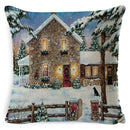 GobekUsa Christmas Snowman & Santa Claus Linen Pillow Cover for Festive Living Room Decor