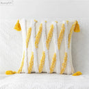 GobekUsa Embroidered Geometric Leaves Pillow Cover Handmade Home Decor 30x50cm/45x45cm