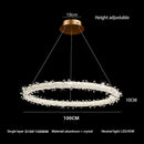GobekUsa Crystal Flower LED Chandelier Round Ring Pendant for Dining Living Room Lighting