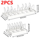 GobekUsa Kitchen Organizer: Expandable Storage Rack for Cabinets with Drawer and Cutting Board Slot