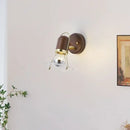 GobekUsa Japanese Walnut Wood Wall Lamp with Zipper Switch for Bedroom or Hallway