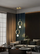 GobekUsa Gold Ring LED Pendant Light for Living Bedroom Kitchen Island Decor