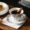 GobekUsa Grey Blue Rose Ceramic Cup & Saucer Set, Classical Mugs for Dining Table and Coffee Mug