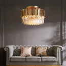 GobekUsa Gold Crystal Round LED Ceiling Light Fixture for Modern Living Room