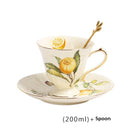GobekUsa Gold Edge Cup & Saucer Set: Lemon Teapot, Coffee Mug, Ceramic Plates & Drinkware