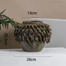 GobekUsa Leaf Relief Ceramic Vase: Hand-made 3D Floral Arrangement Pot