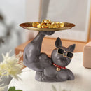 GobekUsa Bulldog Tray: Modern Resin Sculpture for Home Decor, Fruit/Key/Candy Storage