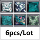 GobekUsa Green Leaves Flower Pillowcase Set | Modern Winter Short Plush 45x45cm Cozy Covers