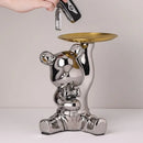 GobekUsa Bear Doll Storage Tray Piggy Bank Snacks Makeup Key Holder Home Decor Accessory