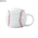 GobekUsa Baseball Shape Ceramic Mug with Lid - Coffee, Tea, Juice Cup