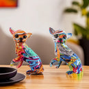 GobekUsa Chihuahua Dog Ornament Resin Handicrafts Home Decor Graffiti Art 18cm
