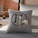 GobekUsa Horse Embroidered Jacquard Chenille Pillow Cover 45*45cm Home Decor Office Sofa