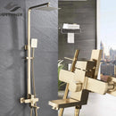 GobekUsa Brushed Gold Rain Shower Bath Faucet Wall Mounted - Shower Set Mixer