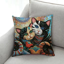 GobekUsa Cat Design Linen Pillowcase 45x45cm for Home Decor and Cushion Covers