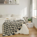 GobekUsa 3D Cube Cotton Knitted Plaid Blanket - Soft and Cozy Nordic Bedspread