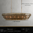 GobekUsa Brown Glass Pendant Lights for Dining Table Chandelier, Oval Clear Round Suspension Lamp