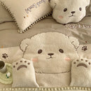 GobekUsa Cartoon Bear Applique 100% Cotton Child Bedding Set - Single Quilt Cover