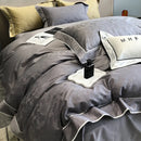 GobekUsa Jacquard Satin & Egyptian Cotton Patchwork Bedding Set - 4pcs