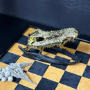 GobekUsa Golden Dinosaur Bone Crocodile Skull Decor for Stylish Home Decor