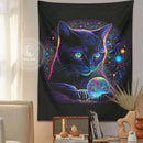 GobekUsa Black Cat Tapestry: Trippy Magic Crystal Ball Wall Art for Boho Home Decor