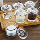 GobekUsa Glass Seasoning Can with Spoon - Spice Jar for Sugar Salt Pepper Powder