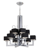 GobekUsa 12-Light Chrome Chandelier with Black Shades - 37x37 inches