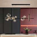 GobekUsa Black Glass Ball LED Pendant Chandelier for Dining Room, Kitchen, and Restaurant