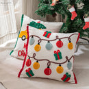 GobekUsa Christmas Santa Snowflake Embroidery Pillow Cover Square Cotton 45x45cm