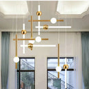 GobekUsa Geometric Line Frame Chandelier Pendant Lights for Stairs and Table Decor